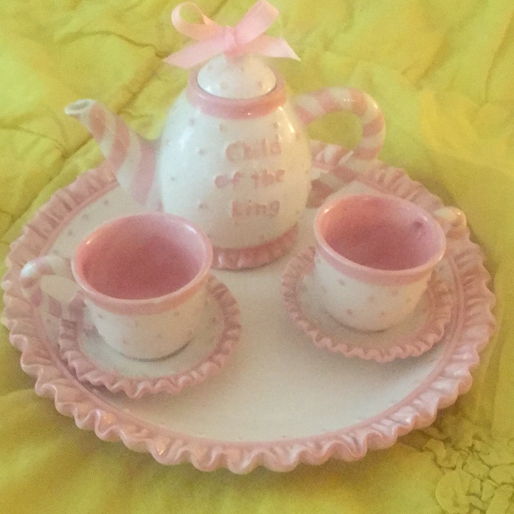Miniature hand painted tea set